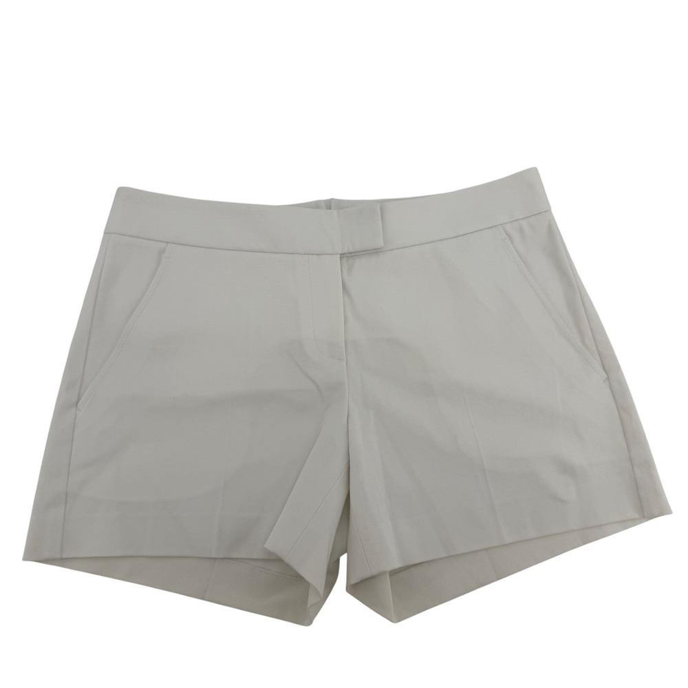 Theory‎ Womens Off White Cotton Blend Tailored Shorts Size 8 Made in USA